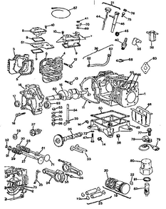 Cylinder, Crankshaft And Engine Base Diagram and Parts List for 422400-422499 0759-01 Briggs and Stratton Engine